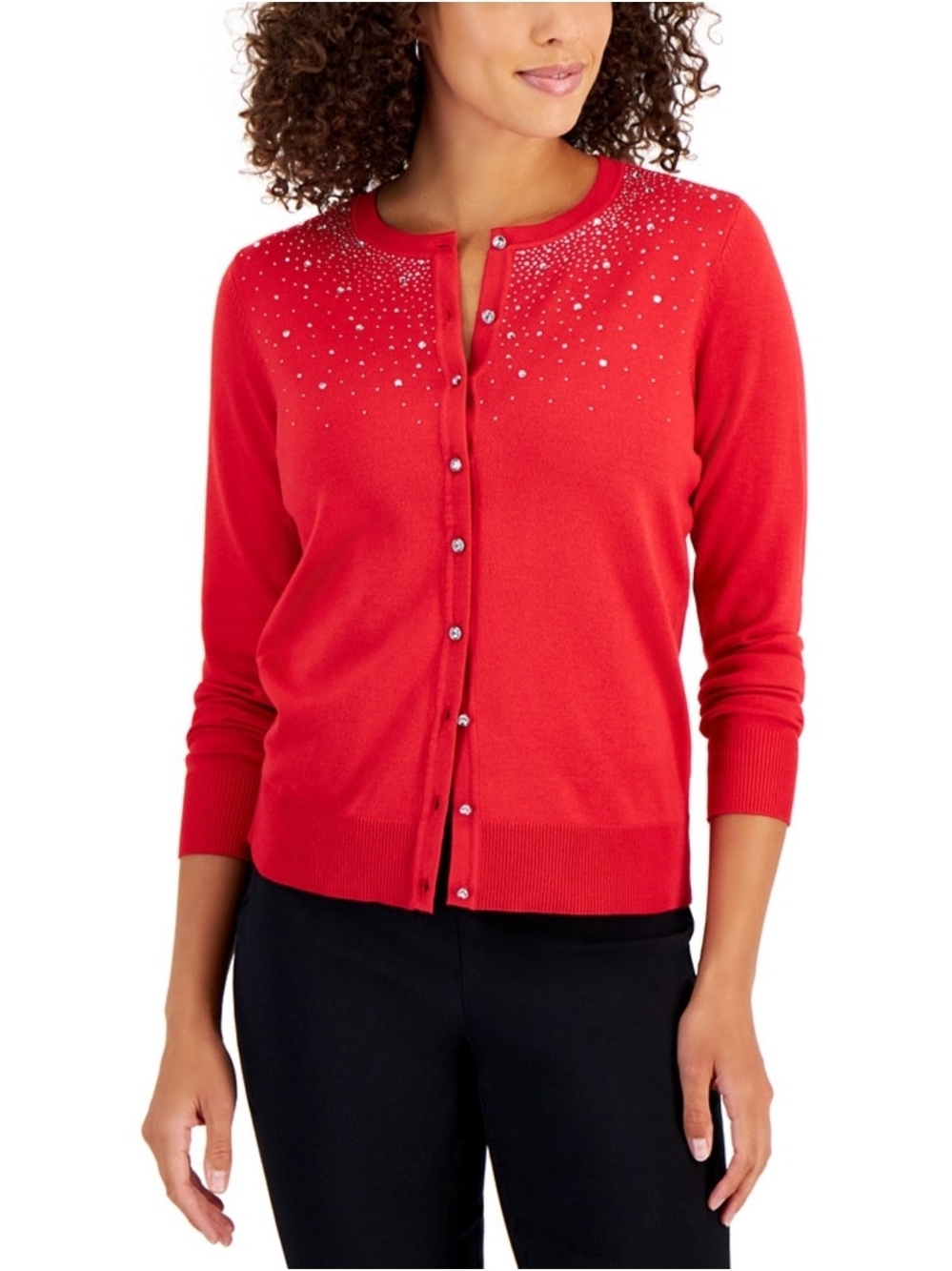 Women's Embellished Button Cardigan.